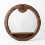Rooted Realm Circular Walnut Wood Wall Shelf & Floating Botanical Display Frame