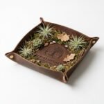 Rooted Realm Handcrafted Leather Catchall Valet Tray with Embossed Tree