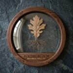 Rooted Realm Circular Walnut Shadow Box Framed Oak Leaf & Root Botanical Wall Art - Image 3