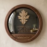 Rooted Realm Circular Walnut Shadow Box Framed Oak Leaf & Root Botanical Wall Art - Image 2